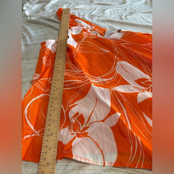Joseph Ribkoff vintage sheer cropped tank size 16 orange floral top - Picture 6 of 9